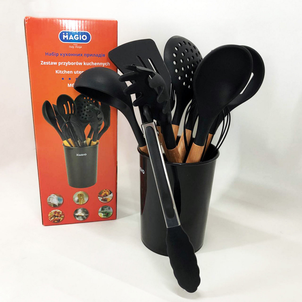 Нейлонове кухонне начиння Magio, Набір кухонний на стійці, Силіконові аксесуари для кухні GJ-15 Івано-Франківськ - фото 9
