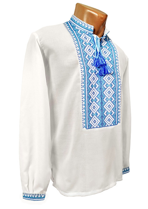 Чоловіча вишита сорочка в етнічному стилі синій орнамент Скрипка Київ - фото 1