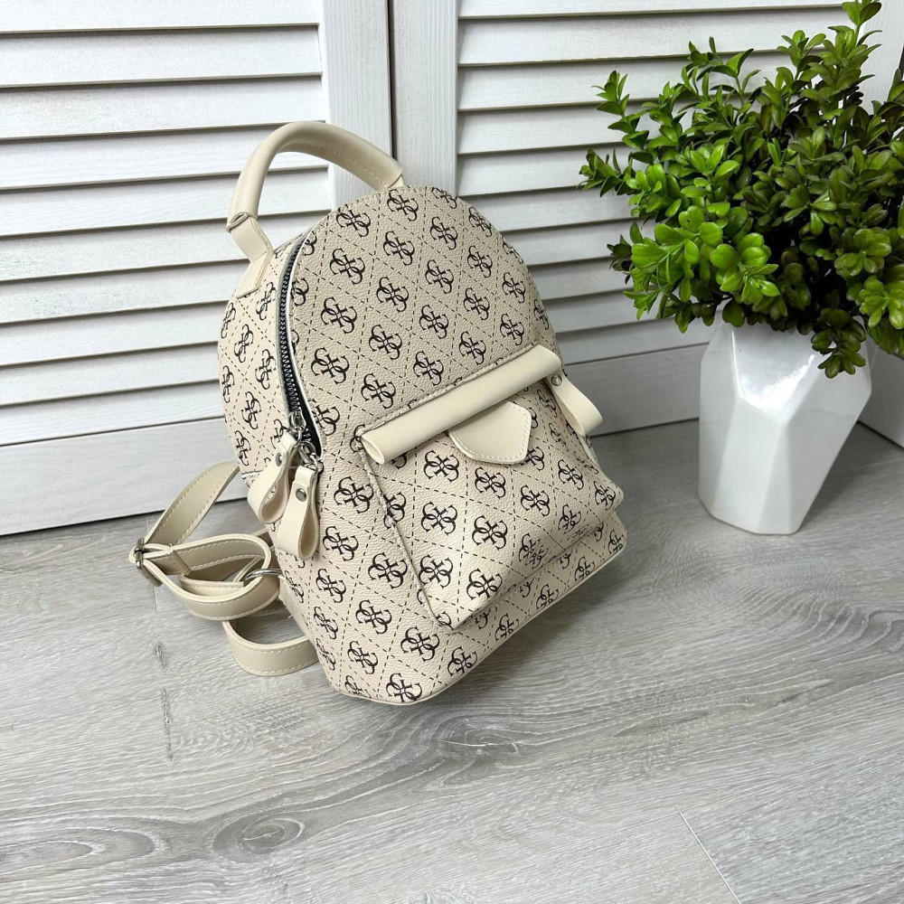 Женский рюкзак классический брендовый. Женский маленький брендовый рюкзак Бежевый 816 Киев - изображение 9