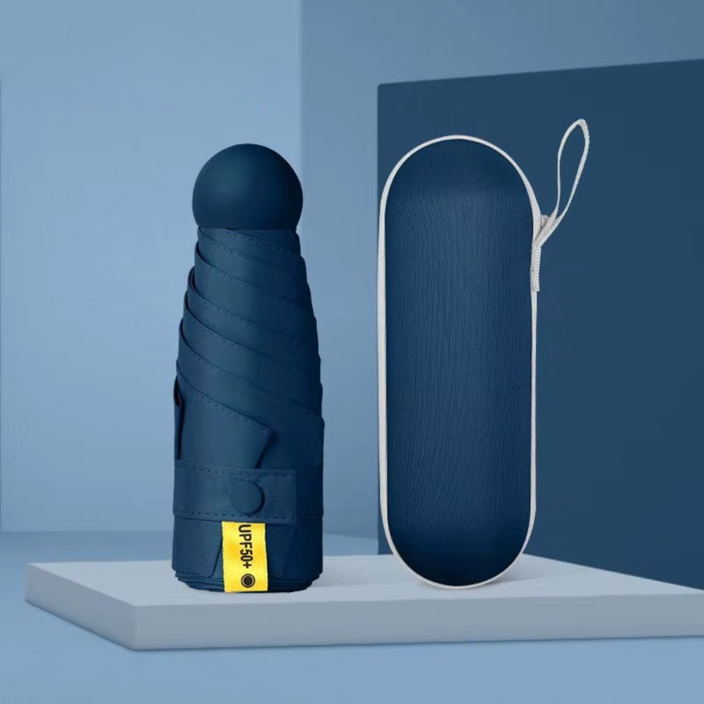 Зонт механический.Зонт карманный от дождя и солнца.Мини-зонт в футляре на 8 спиц в чехле цвет тёмно-синий Каменец-Подольский - изображение 5