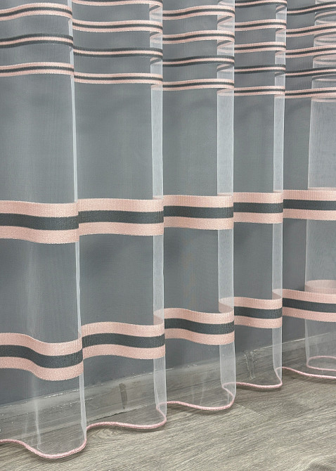 Тюль VR-Textil 1771т Фатин смуги Пудровий з графітовим 400х270 см (40-251) Київ - фото 7