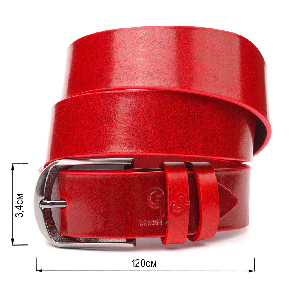 Женский яркий ремень из натуральной кожи Grande Pelle 21457 Красный Киев - изображение 3
