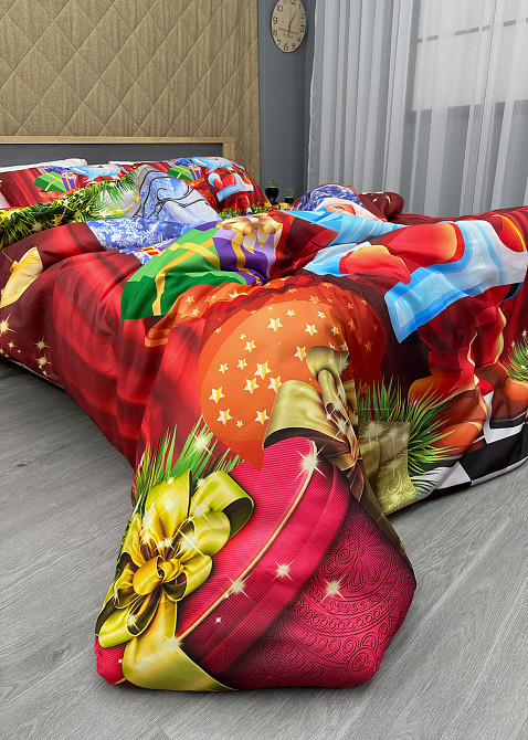 Комплект постільної білизни Фланель, Євро 200х220 з Різдвяним (Новорічним) принтом (88-201) Київ - фото 8