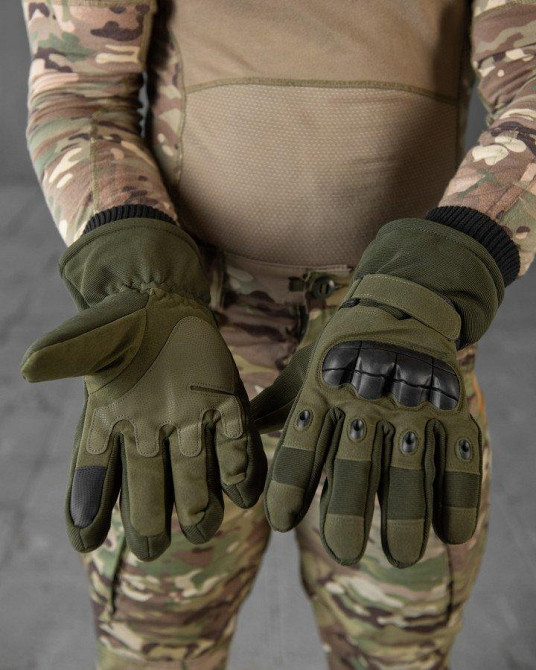 Зимові рукавички, олива, теплі на хутрі, ВТ7628 Одеса - фото 4