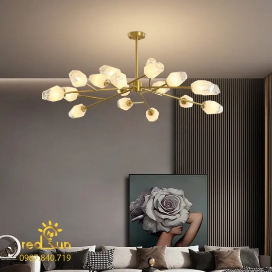 Світлодіодна люстра Сучасна 8616 (Золотиста) на 12 плафонів Київ