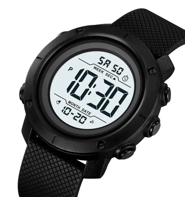 Мужские наручные часы Skmei 2497 с каучуковым ремешком (Черный с белым) Винница - изображение 2