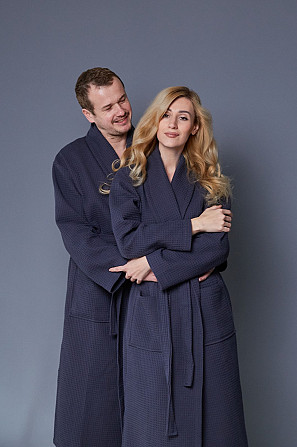 Халат вафельний Ideal Textile довгий темно-сірий (56860640) 3XL Чернівці - фото 2