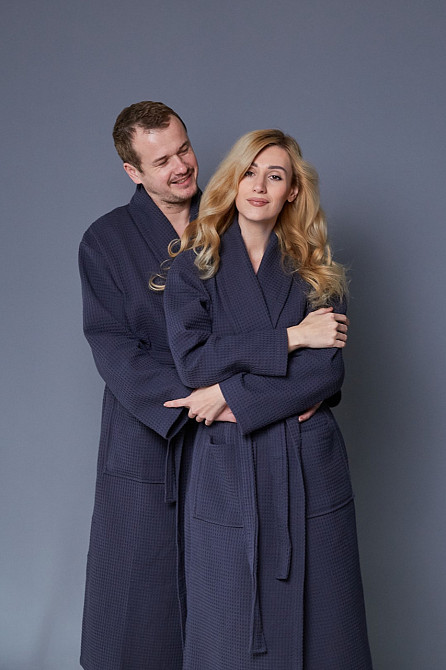 Халат вафельний Ideal Textile довгий темно-сірий (56860640) 3XL Чернівці - фото 2