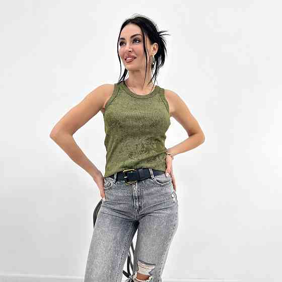 Трикотажная женская майка тай-дай Design 42-44, Хаки Киев