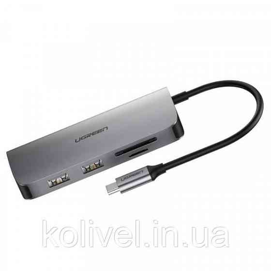 Док-станція USB3.0 Type-C --> USB 3.0x2/HDMI/RJ45/SD/TF/PD Ugreen CM212 Сіра (50852) Киев