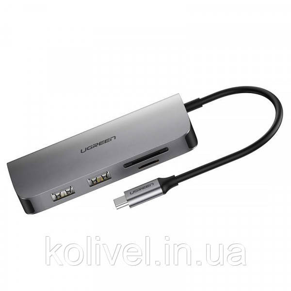 Док-станція USB3.0 Type-C --> USB 3.0x2/HDMI/RJ45/SD/TF/PD Ugreen CM212 Сіра (50852) Київ - фото 4