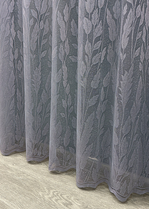 Тюль жаккард с вышивкой, цвет серый 1458т Киев - изображение 7