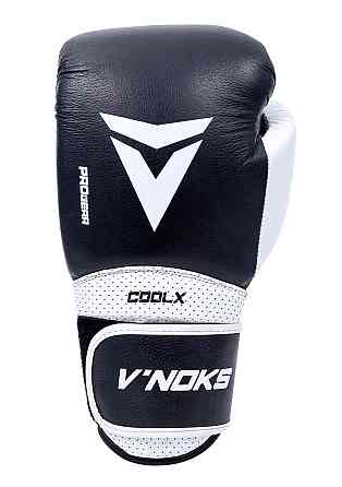Боксерские перчатки для бокса натуральная кожа черные V`Noks Aria White 14 унций Киев