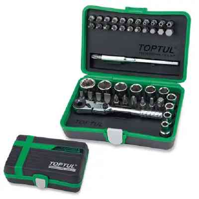 Набор бит Toptul и головок с трещоткой 1/4