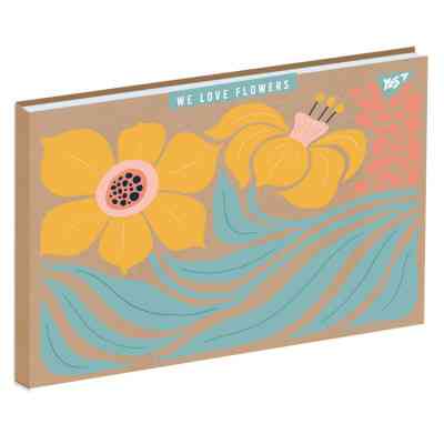 Альбом для малювання Yes А4 30 аркушів клеєний білила "Flowers" крафт (130582) Вінниця