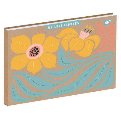 Альбом для малювання Yes А4 30 аркушів клеєний білила "Flowers" крафт (130582) Вінниця - фото 1