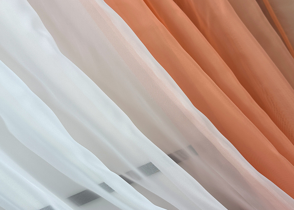 Кухонные шторки VR-Textil № 096к с подвязками персиковый с белым 400х170 см (52-1184) Киев - изображение 4