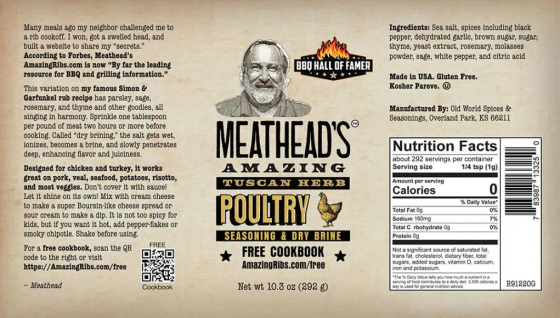 Спеції для птахів ~300г. "Meathead''''s Amazing" Poultry. США Код: 009802 Рівне