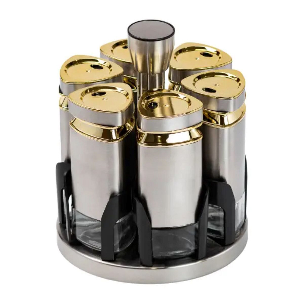 TS Kitchen Набір ємностей для спецій на підставці 6 баночок по 120 мл Коломия - фото 1