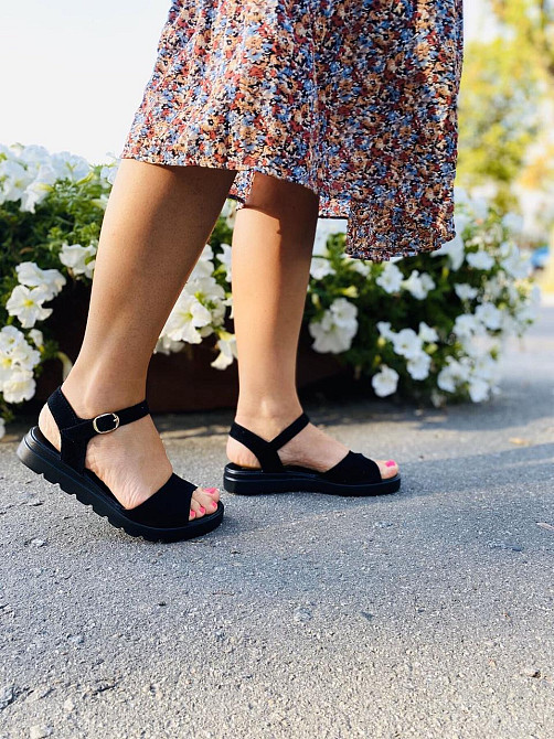 Mermaid Босоніжки жіночі замшеві літні на низькому ходу чорні відкриті Mermaid 20-31 / Стильні Коломыя - изображение 6