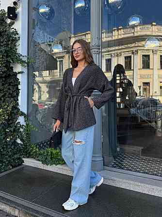 Жіночий теплий модний кардиган альпака Чорно-білий, 46/48 Одеса