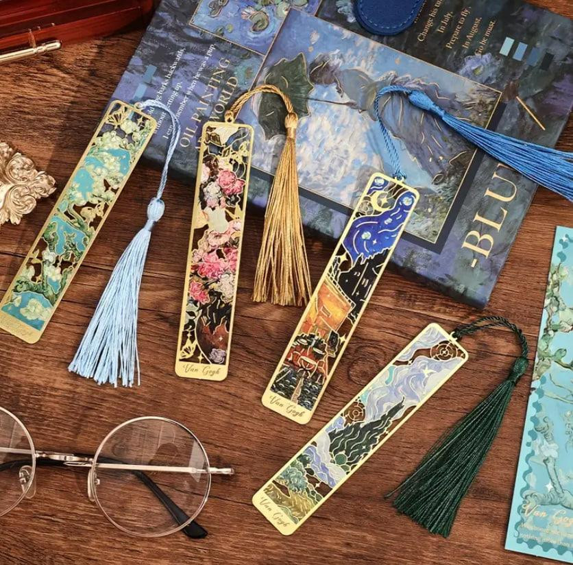 Вінтажна металева закладка з масляним живописом та китицею. ОригІнальна закладка для книжок. Подарун Київ - фото 3