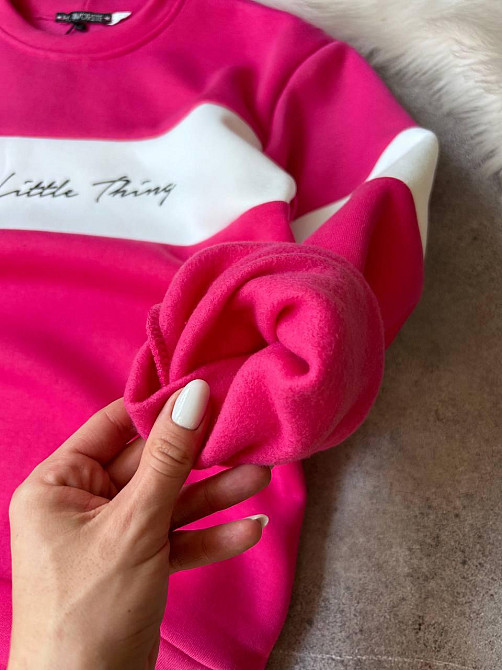 Жіночий стильний теплий костюм двойка тринитка на Флісі Рожевий Одеса - фото 2