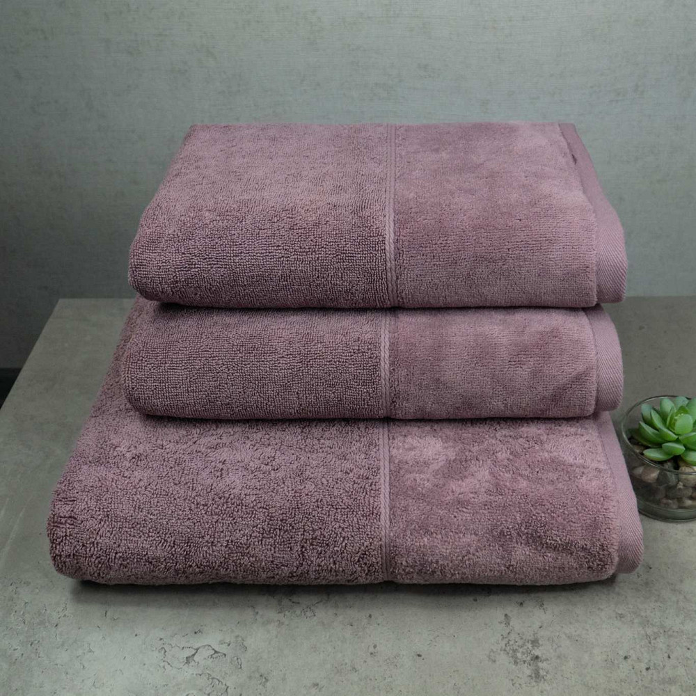 Набор полотенец велюр/махра 3шт GM Textile 50x90см, 50x90см, 70x140см Premium Milado 550г/м2 (Пепельный) Сумы - изображение 1