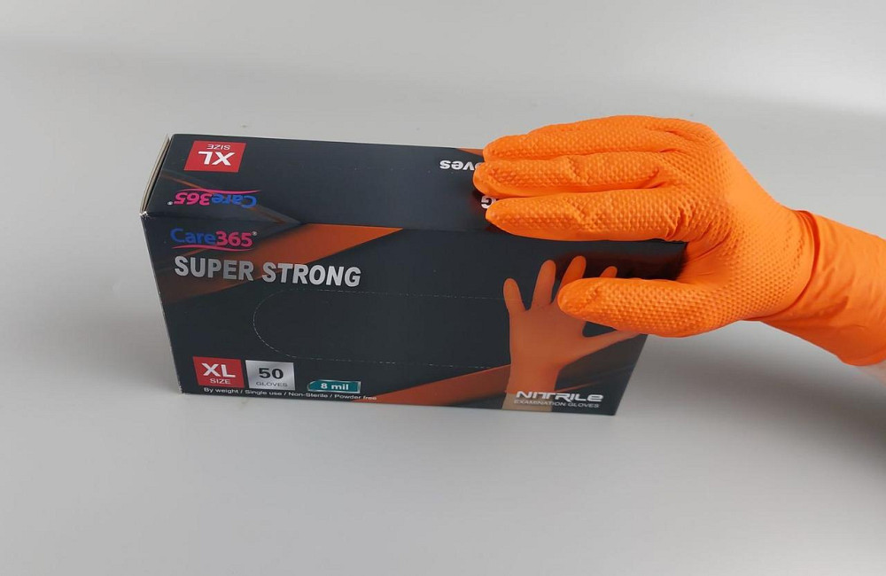 Рукавички нітрилові суперміцні 50 шт. господарські, розмір XL ORANGE "CARE 365" (1 пачка) Харків - фото 2