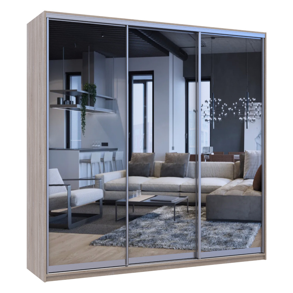 Шкаф-купе трехдверный Doros Сити Лайт 225х60х225 см Дуб сонома/3 Зеркала (DRS-011096) Львов - изображение 5