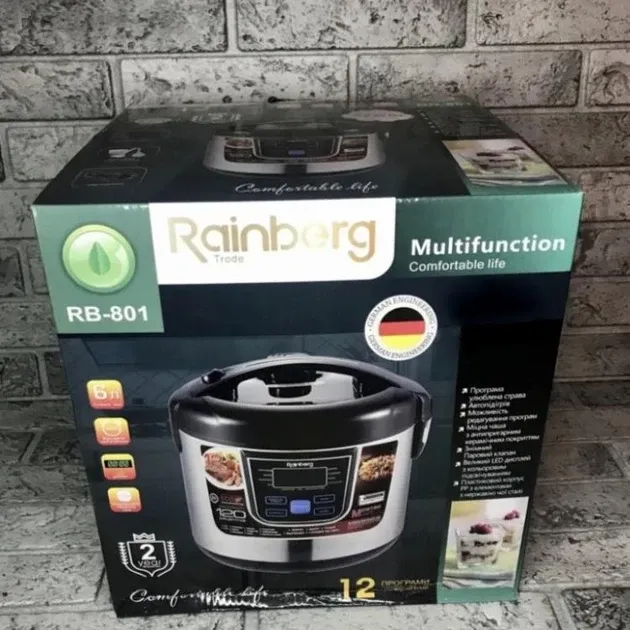 Багатофункціональна Мультиварка Rainberg RB-801 1500W 6л 12 програм з антипригарним покриттям та таймером Одеса - фото 6