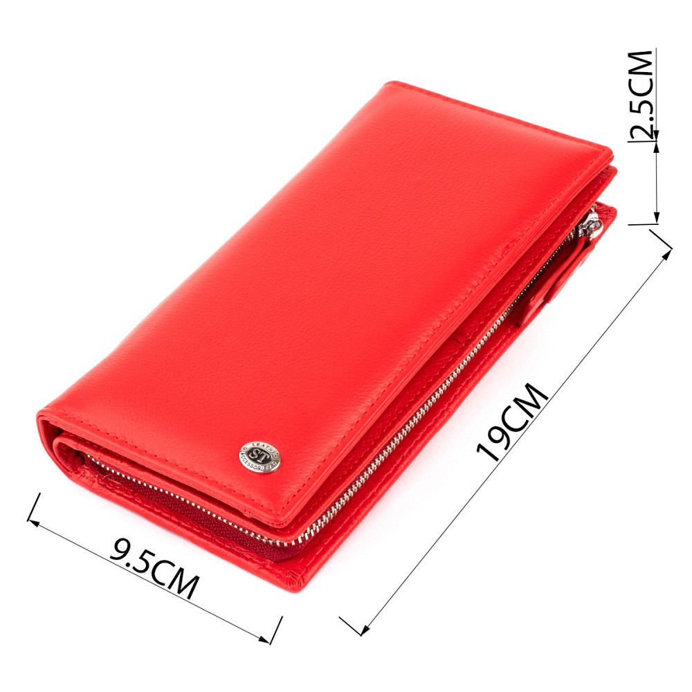 Вертикальний гаманець шкіряний жіночий Червоний (ST Leather) Київ - фото 13