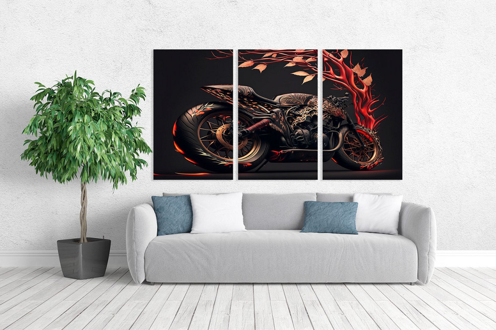 Модульная картина в гостиную / спальню   Мотоцикл   ART-148_3A 70х130 см Киев - изображение 2