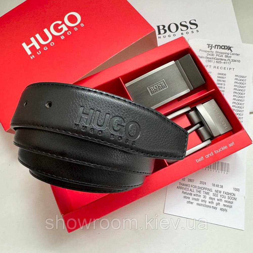 Чоловічий шкіряний ремінь із двома пряжками, подарункове паковання (218) Київ - фото 7