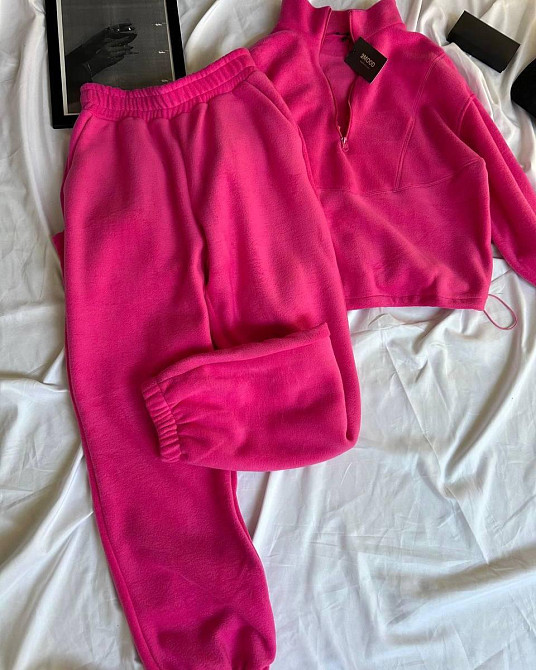 Женский теплый прогулочный костюм: кофта и брюки двусторонний флис Розовый, 42/46 Одесса - изображение 1
