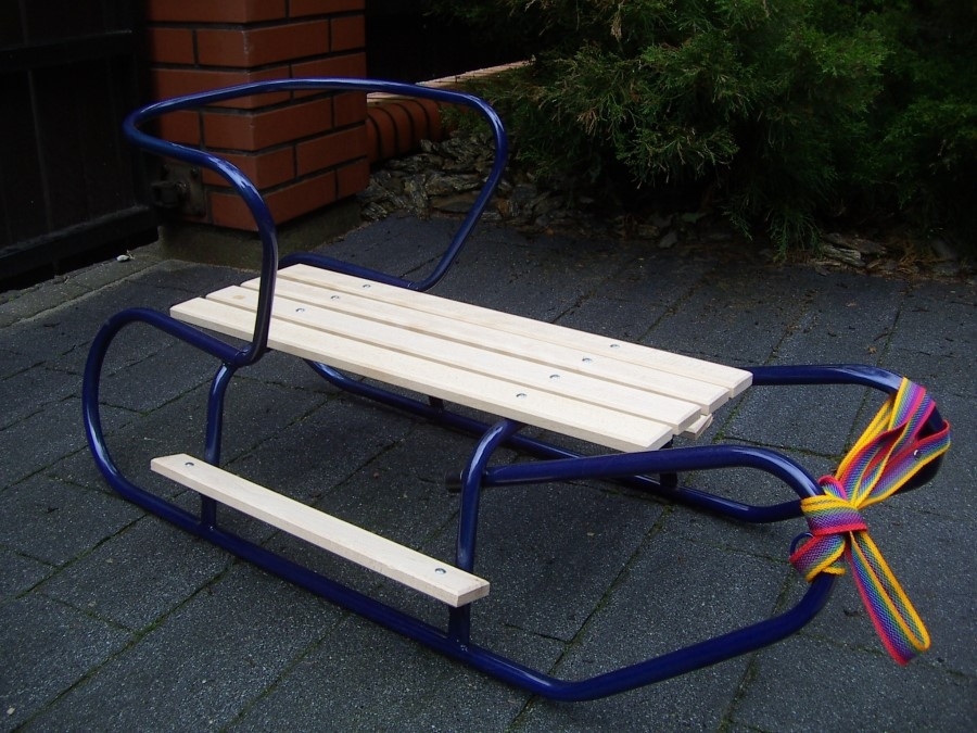 Санки дитячі металеві Basic + матрацик + підніжник + спинка (синій) Київ - фото 6