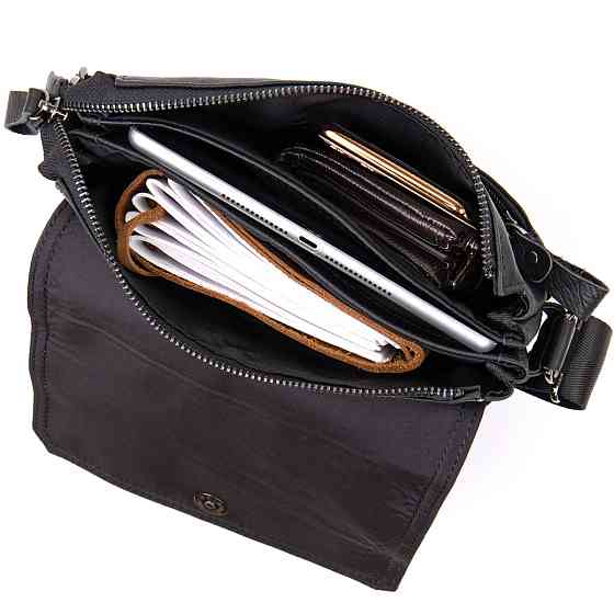 Сумка чоловіча почтальонка Vintage 20442 Чорна Київ