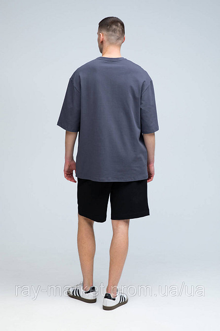 Костюм футболка оверсайз темно-сірі та шорти чорні RAY BASIC чоловічий (U1801M-Grey-Black) Київ - фото 3