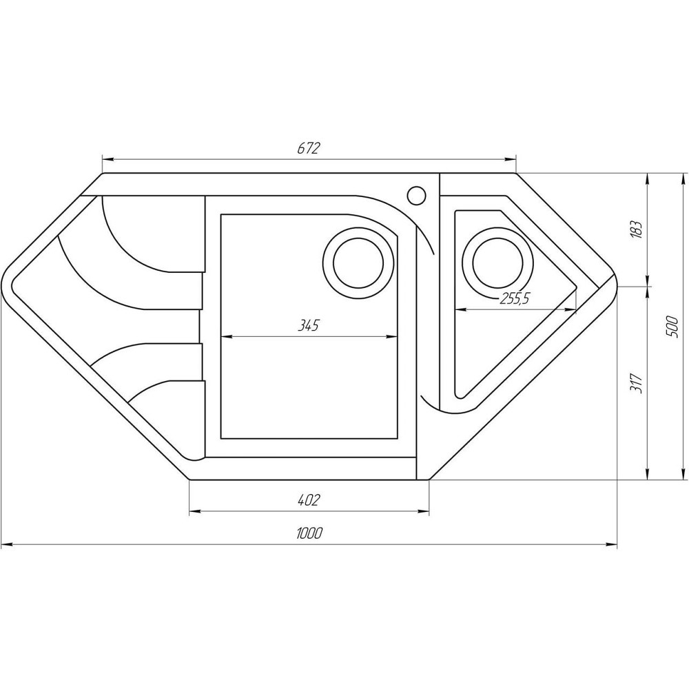 Гранитная мойка Globus Lux GARDA черный металiк 1000х500мм-А0001 (000002978) Киев - изображение 5