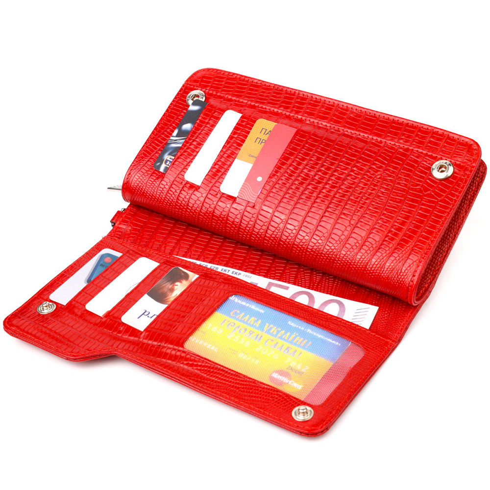 Жіноче портмоне клатч з натуральної шкіри CANPELLINI 21534 Червоне Київ - фото 5