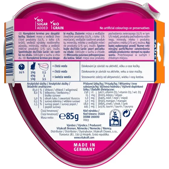 Влажный корм для кошек Витакрафт Vitakraft Poésie Créat с индейкой и сыром в соусе, 85 г Винница