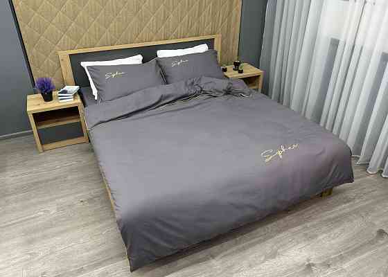 Комплект постільної білизни Сатин, Двоспальний 180х220 Сірий (88-157) Київ