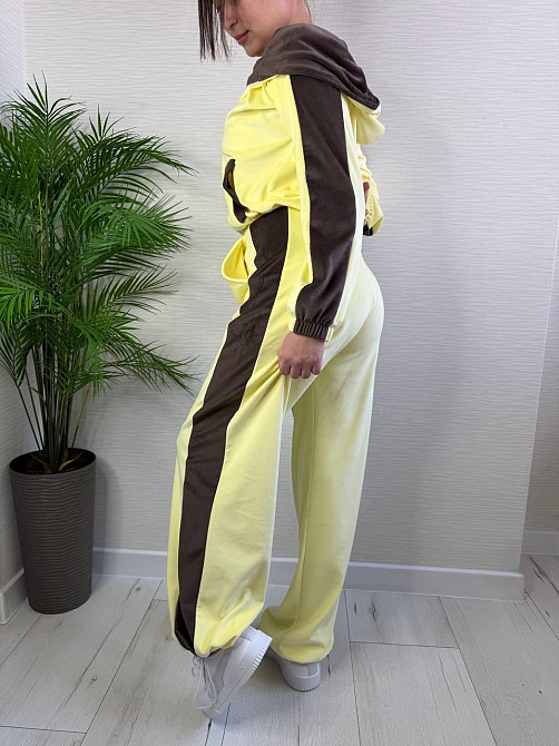 Женский стильный трендовый костюм двойка плюшевый велюр Желтый, 46/48 Одесса - изображение 7