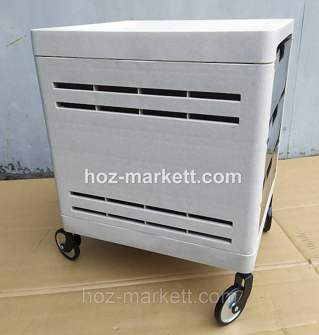 Комод пластиковый тумбочка на 3 ящика на колесах беж с коричневым Харьков - изображение 8