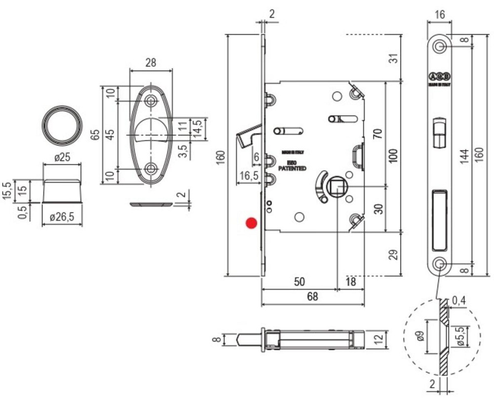 Механізм для розсувних дверей AGB Art. B0898150FM Scivolla Tre CLASS WC матовий білий Київ - фото 2