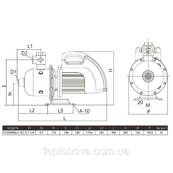 Насосная станция Optima PRIME OP25WHBL4-30 с интелл,част, преобр, на базе многост, насоса + бак 5л Черновцы