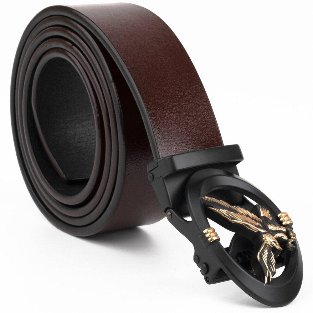 Ремінь чоловічий з пряжкою автомат з силуетом орла Коричневий (Vintage) Київ - фото 1