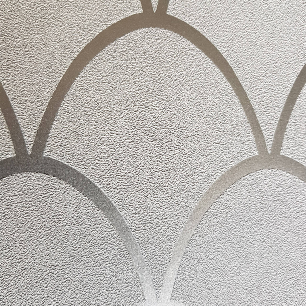 Шпалери вінілові на флізелін Marburg New Spirit Schoner Wohnen геометрія напівкола сріблясті смуги на сірому Київ - фото 3