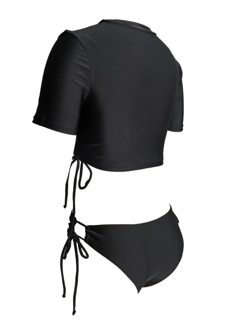 Купальник женский раздельный футболка трусы Черный M Харьков - изображение 3