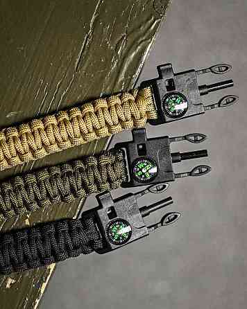 PARACORD БРАСЛЕТ З ВИСКОРЕМ, КОМПАСОМ ТА СВИСТКОМ КАЙОТ Київ